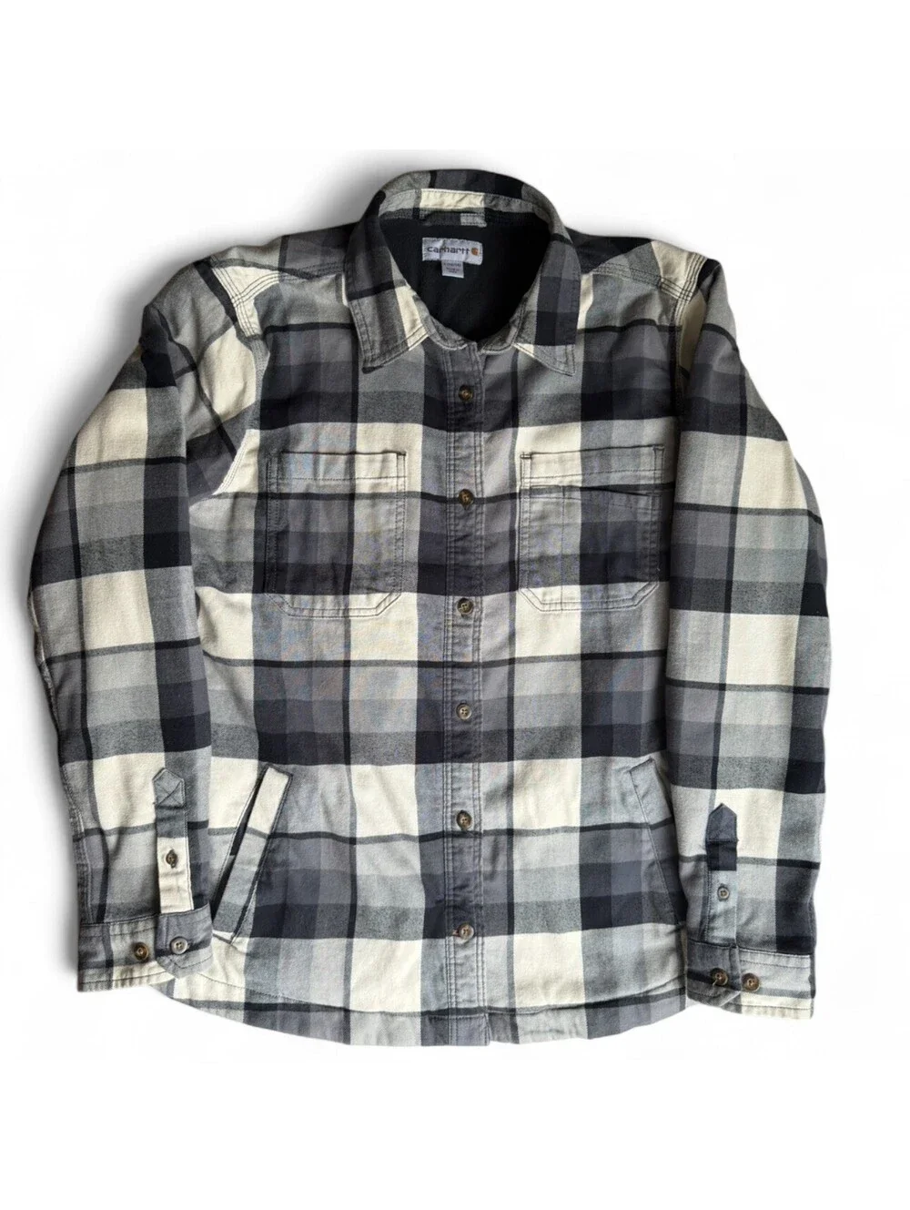 Carhartt Youth L 12/14 Plaid Fleece Lined Shacket Shirt Jacket